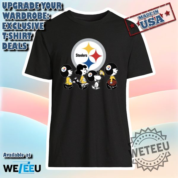 The Peanuts Snoopy And Friends Cheer For The Pittsburgh Steelers Nfl Tshirt