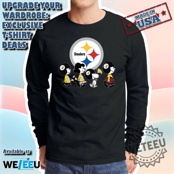 The Peanuts Snoopy And Friends Cheer For The Pittsburgh Steelers Nfl Tshirt