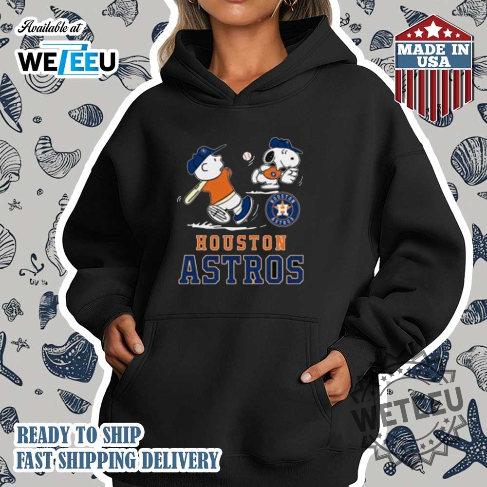Pretty Peanuts Charlie And Snoopy Playing Baseball Houston Astros Tshirt 4 Pretty Peanuts Charlie And Snoopy Playing Baseball Houston Astros T-Shirt