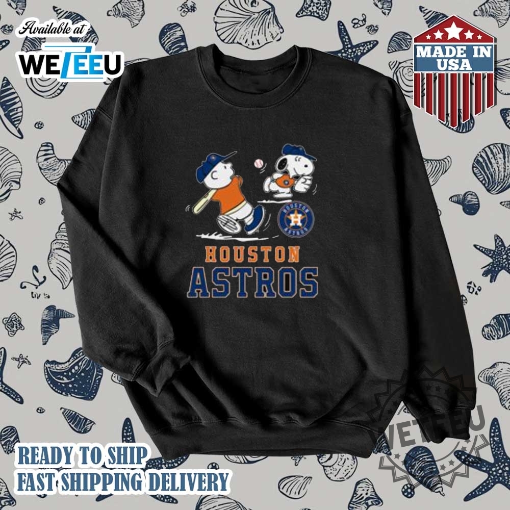 Pretty Peanuts Charlie And Snoopy Playing Baseball Houston Astros Tshirt 5 Pretty Peanuts Charlie And Snoopy Playing Baseball Houston Astros T-Shirt