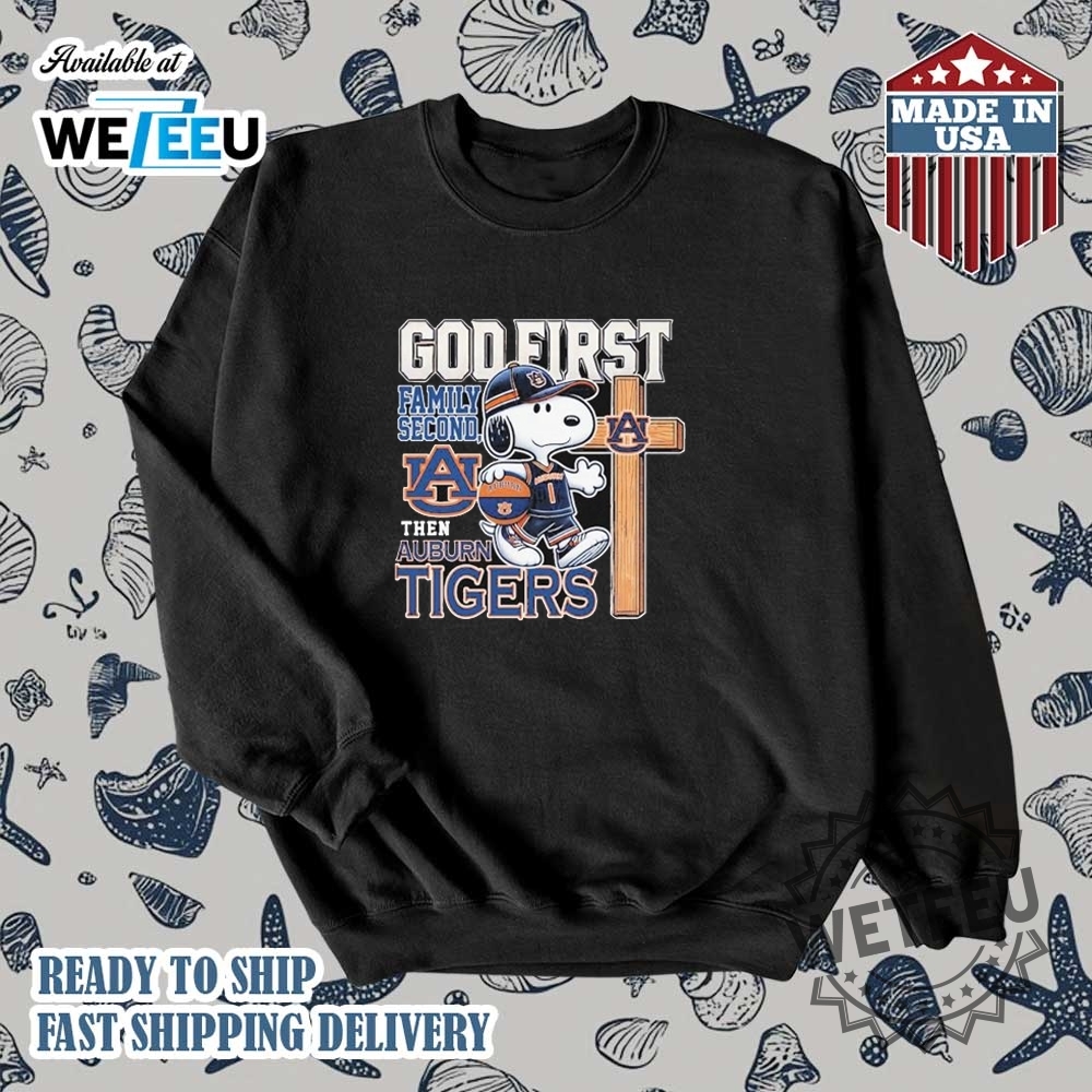 Snoopy God First Family Second Then Auburn Tigers Tshirt 5 Snoopy God First Family Second Then Auburn Tigers T-shirt