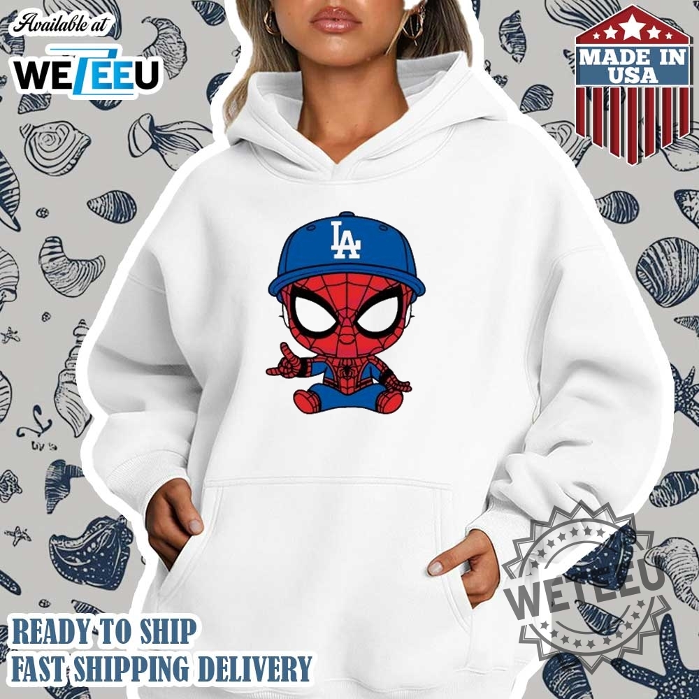 Baby Spiderman Los Angeles Dodgers Cartoon Shirt 4 Baby Spiderman Los Angeles Dodgers cartoon shirt