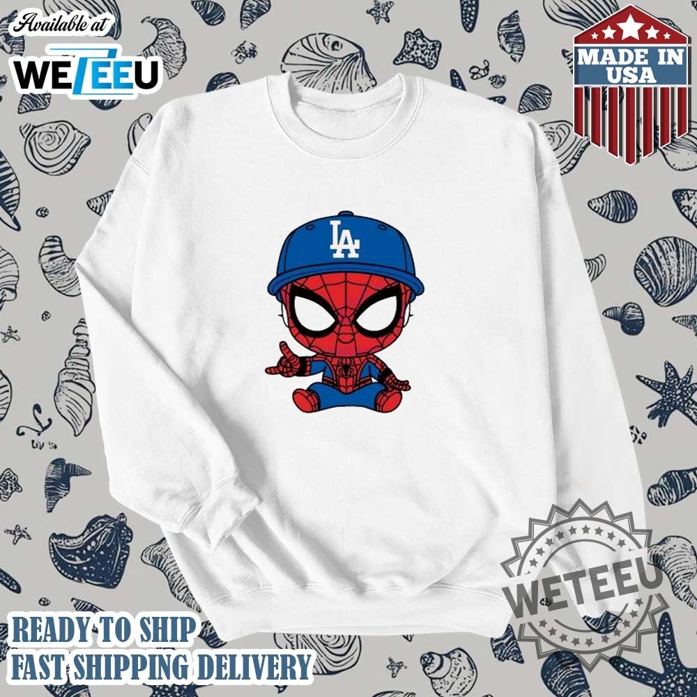 Baby Spiderman Los Angeles Dodgers Cartoon Shirt 5 Baby Spiderman Los Angeles Dodgers cartoon shirt