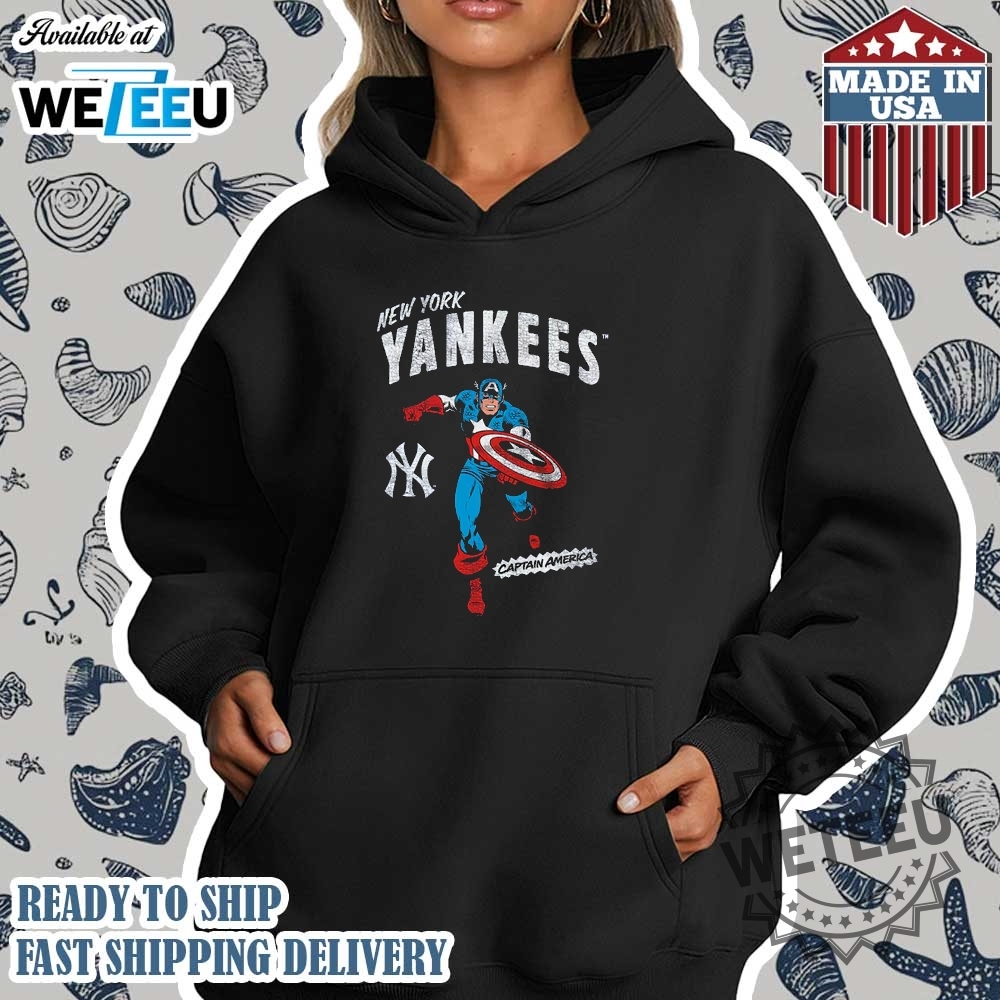 New York Yankees Team Captain America Marvel Tshirt 4 New York Yankees Team Captain America Marvel T-Shirt