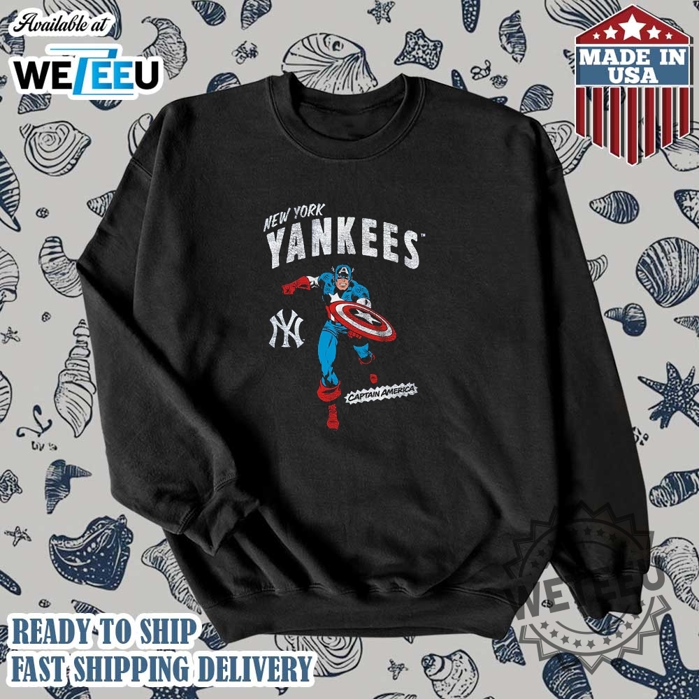 New York Yankees Team Captain America Marvel Tshirt 5 New York Yankees Team Captain America Marvel T-Shirt