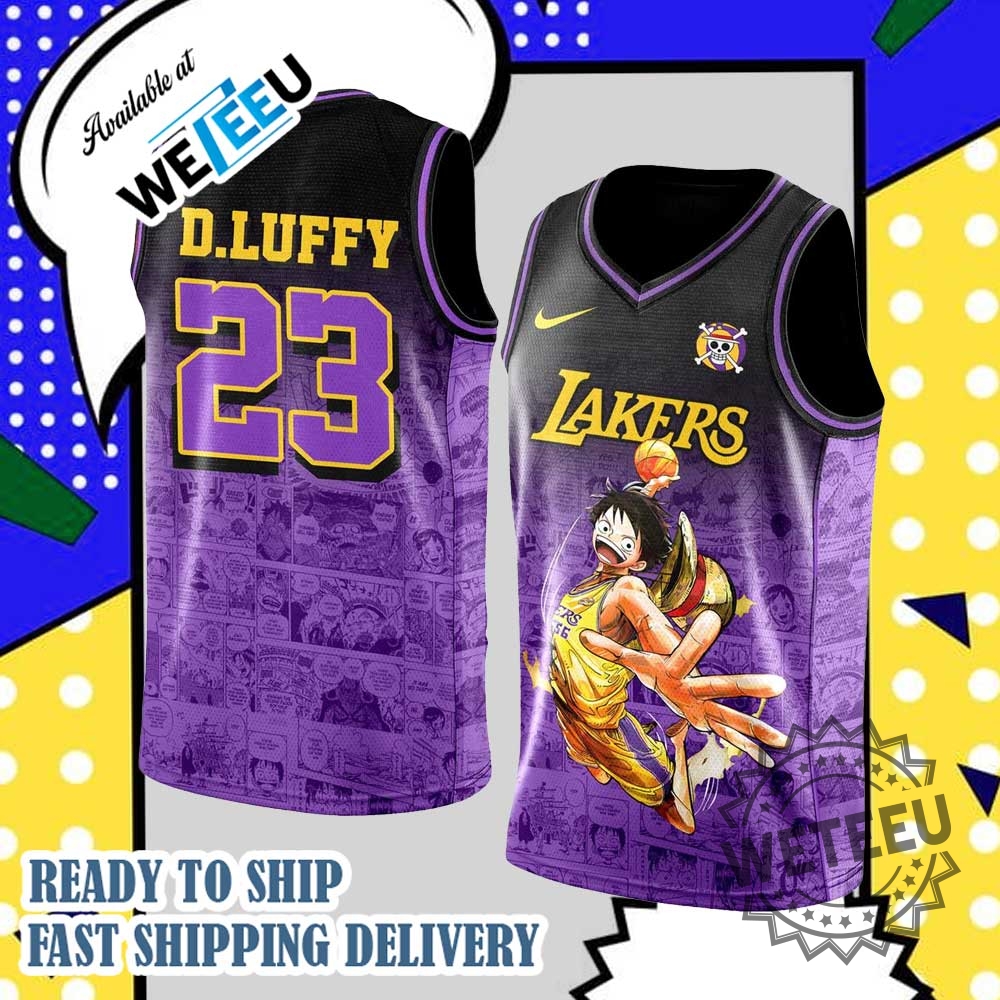 Lakers X One Piece Luffy 23 Limited Edition Basketball Jersey Nba Fan Tee