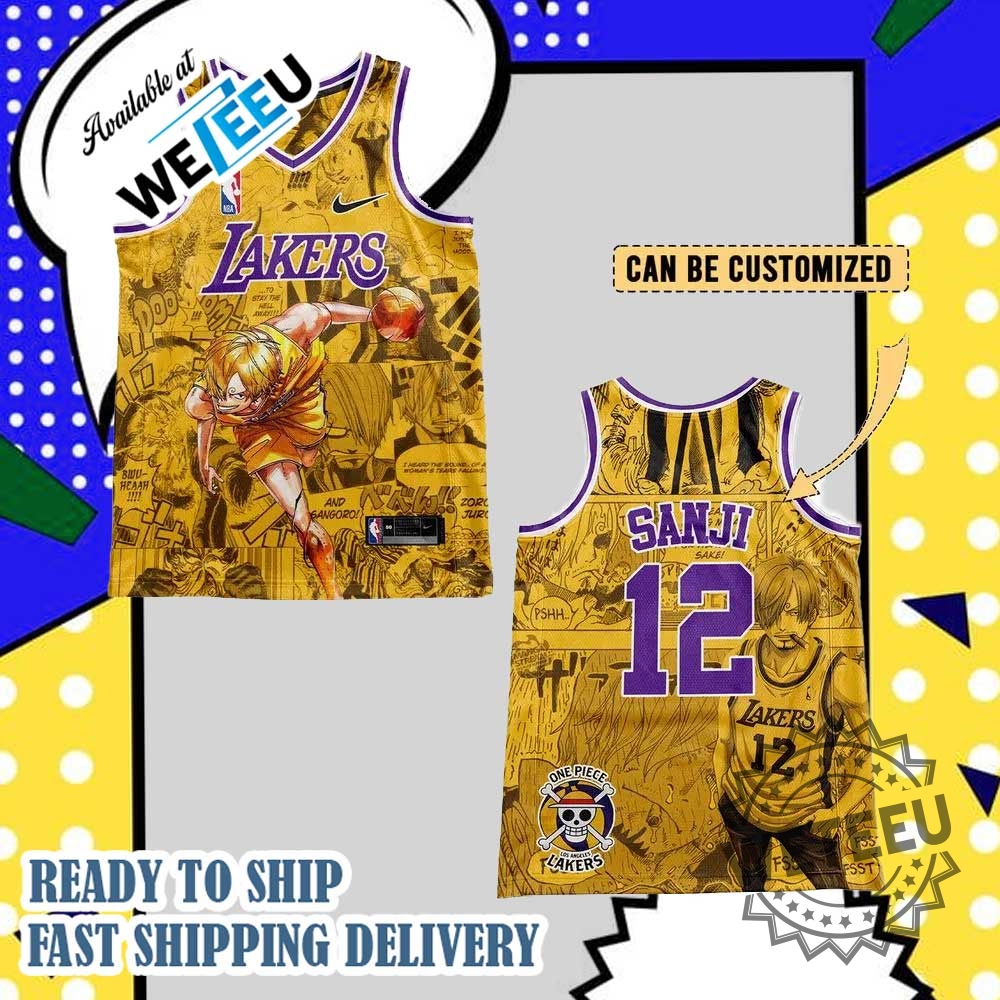 Los Angeles Lakers X Sanji One Piece Personalized Basketball Jersey  Custom Fan Gear