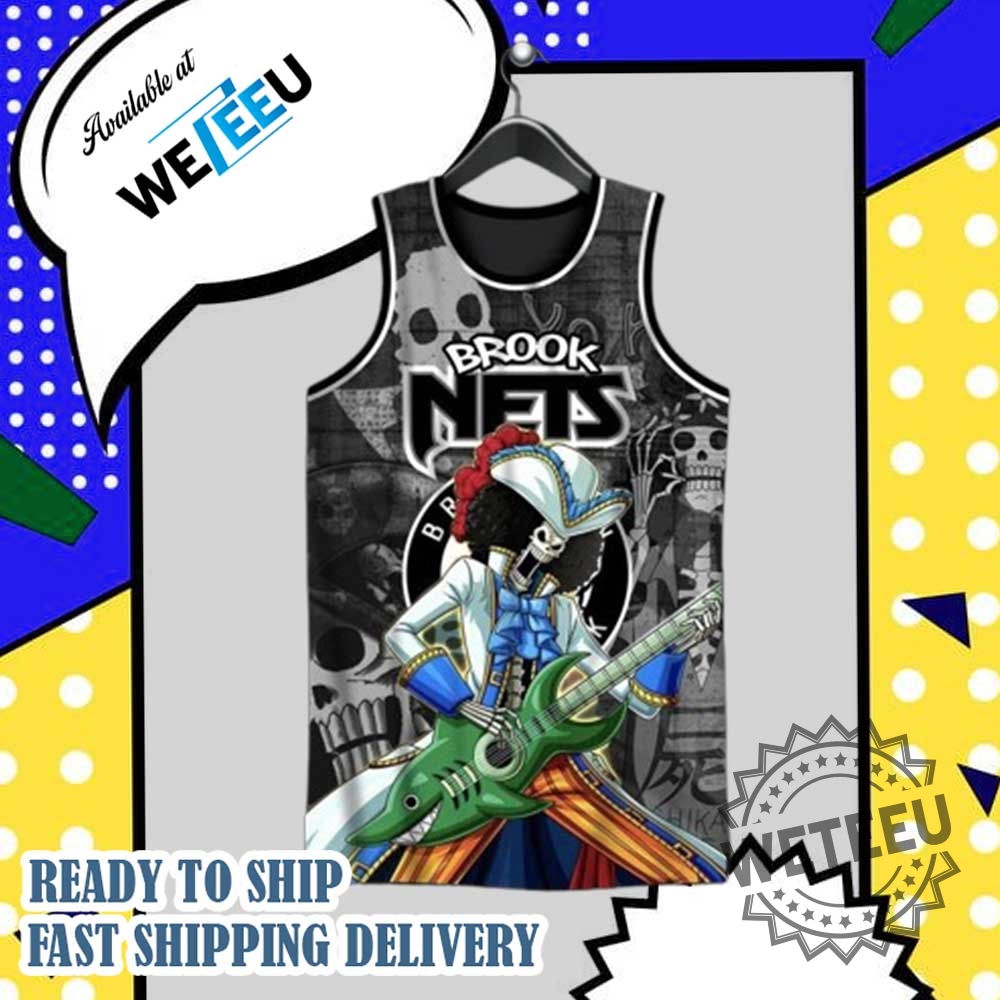 Brooklyn Nets X Brook One Piece Tshirt Kevin Durant Anime Crossover Jersey 5 Brooklyn Nets x Brook One Piece T-Shirt – Kevin Durant Anime Crossover Jersey