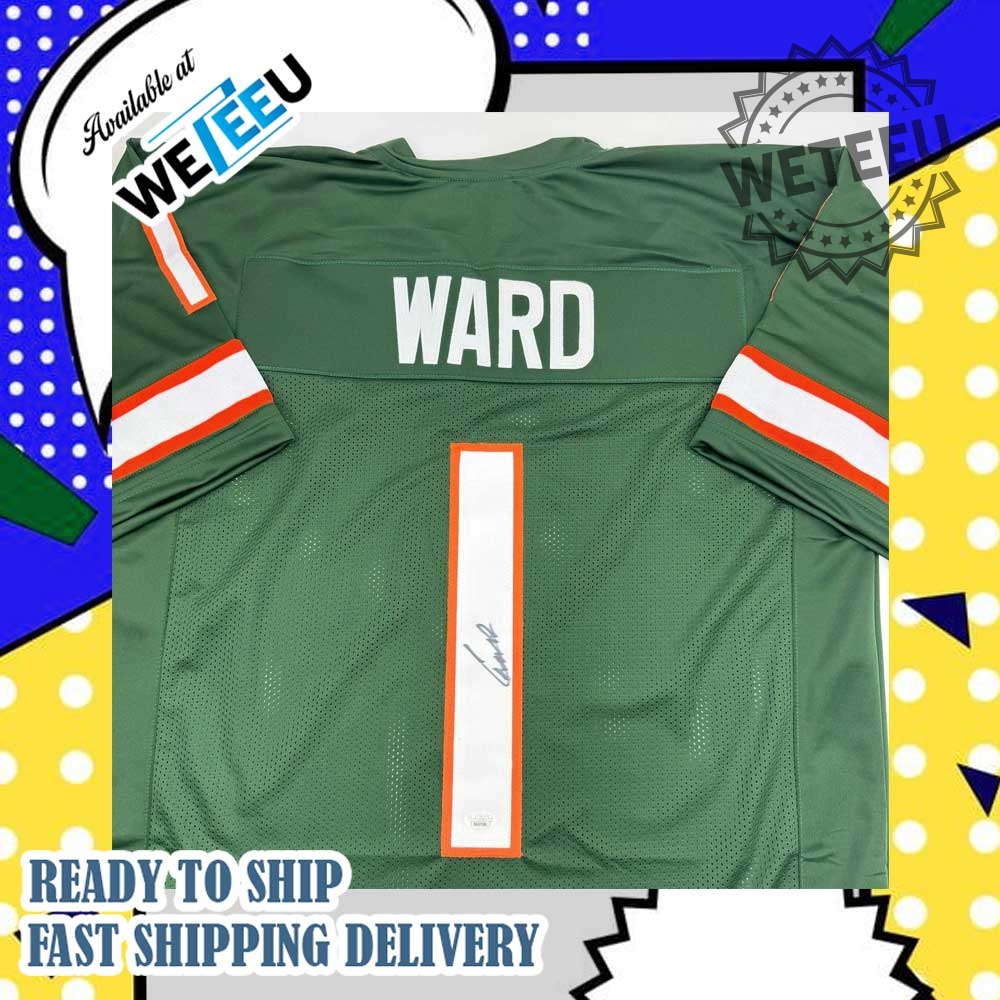 Signed Cameron Cam Ward Miami Green College Football Jersey 5 Signed Cameron Cam Ward Miami Green College Football Jersey