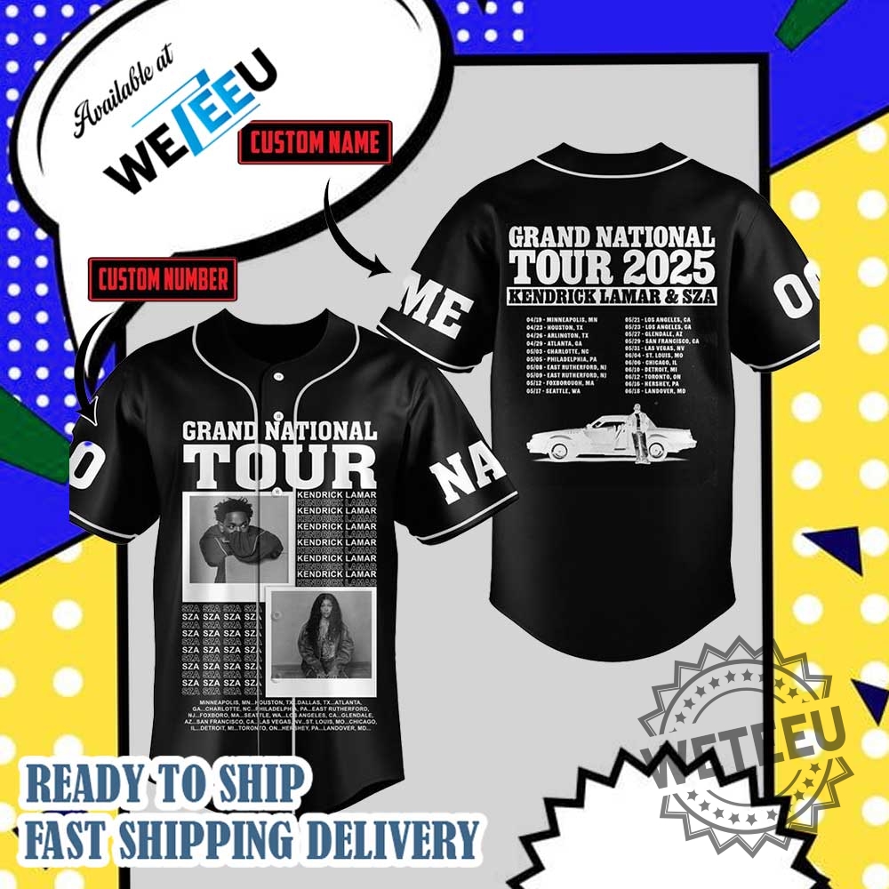 Kendrick Lamar X Sza The Grand National Tour 2025 Baseball Jersey