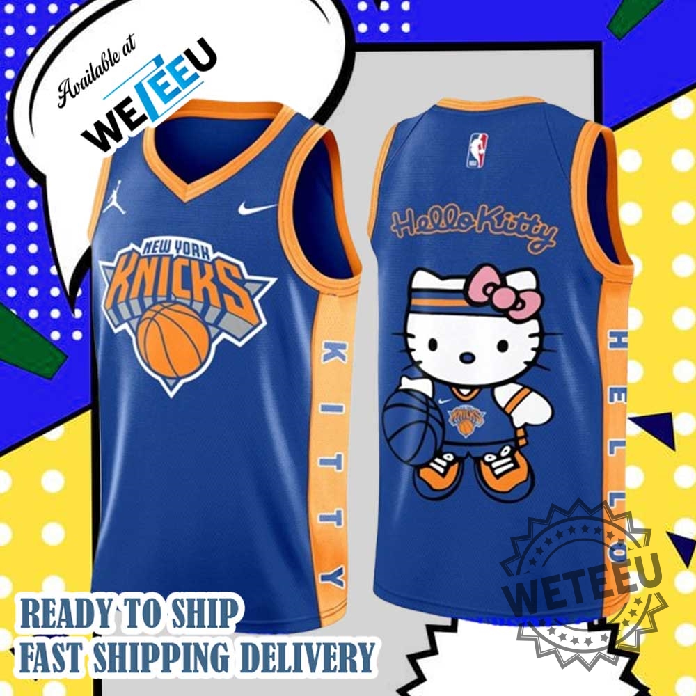 Cute Hello Kitty X New York Knicks Basketball Jersey