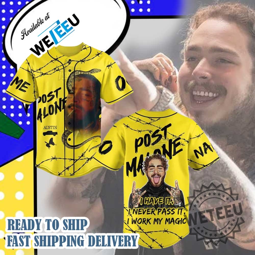 Post Malone Yellow Baseball Jersey Shirt I Work My Magic