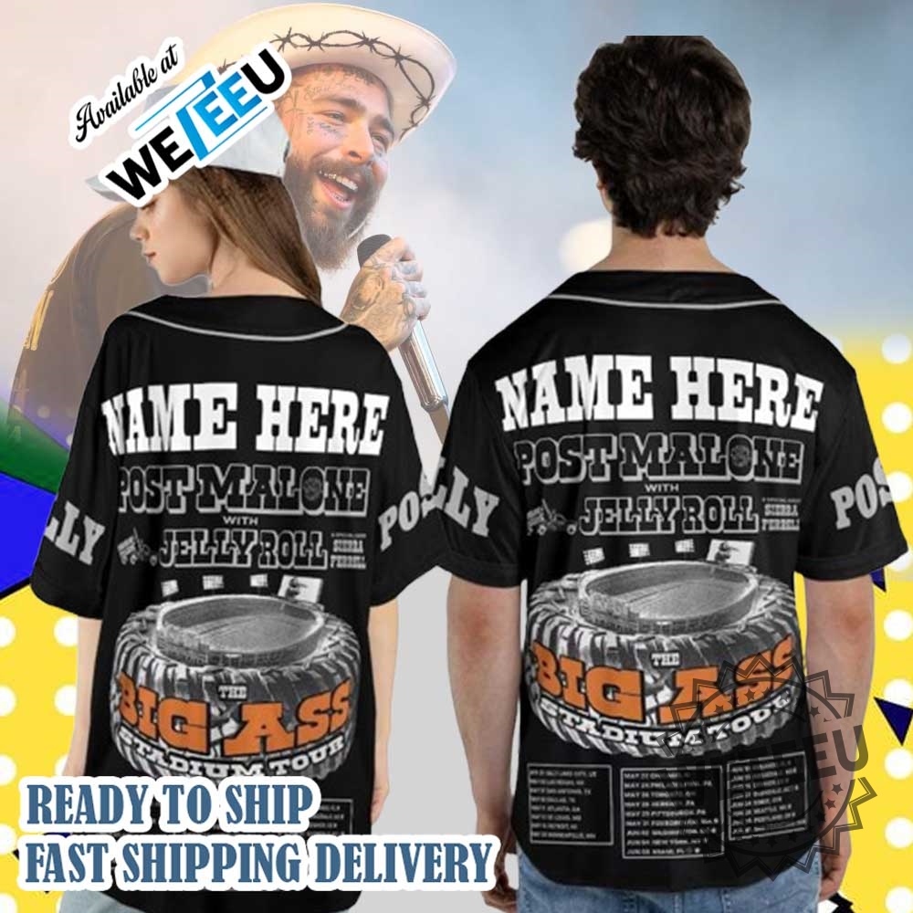 Post Malone Music Tour 2025 Jelly Baseball Tour Jersey