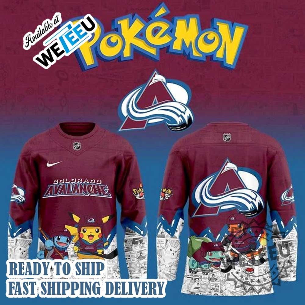 Colorado Avalanche X Pokémon Hockey Jersey Limited Edition Nhl Collaboration