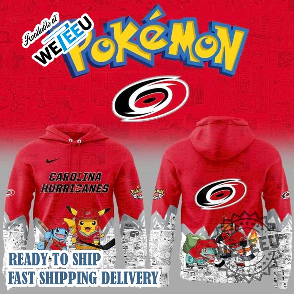Carolina Hurricanes X Pokémon Hoodie Official Nhl Collaboration With Pokémon