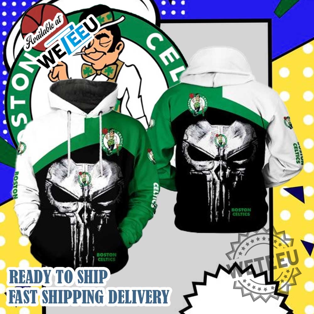 Boston-Celtics-Punisher-Skull-Hoodie-Green-Black-And-White-Nba-Pullover-With-Grunge-Superhero-Design-2025-weteeu_1