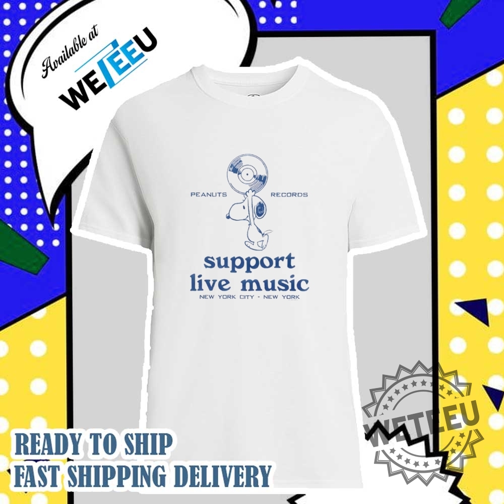 "Top Trendy Graphic Tees for Anime, Cartoon, and Music Fans" 5 Support Live Music Peanuts Records Shirt Music Enthusiast Gift