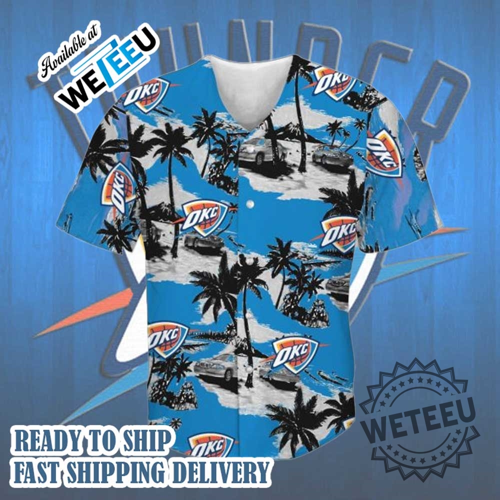 Nba Oklahoma City Thunder Coconut Tree Islands Car Baseball Jersey 6 NBA Oklahoma City Thunder Coconut Tree Islands Car Baseball Jersey