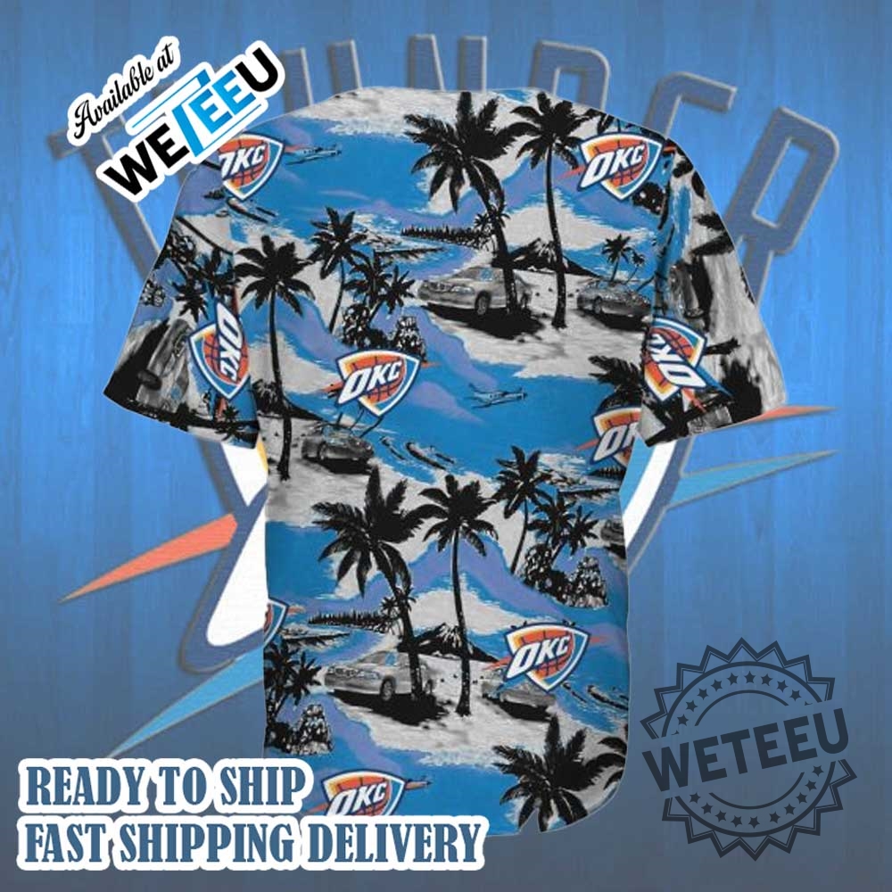 Nba Oklahoma City Thunder Coconut Tree Islands Car Baseball Jersey 7 NBA Oklahoma City Thunder Coconut Tree Islands Car Baseball Jersey