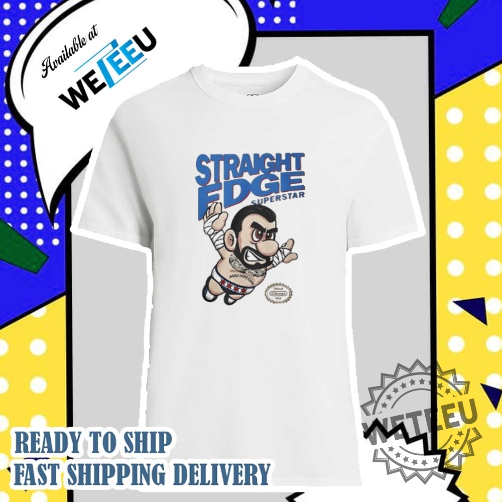 "Stylish and Fun Cinco De Mayo Shirts for Men and Kids" 17 Cm Punk Straight Edge Superstar Mario Tshirt Retro Wrestling Design