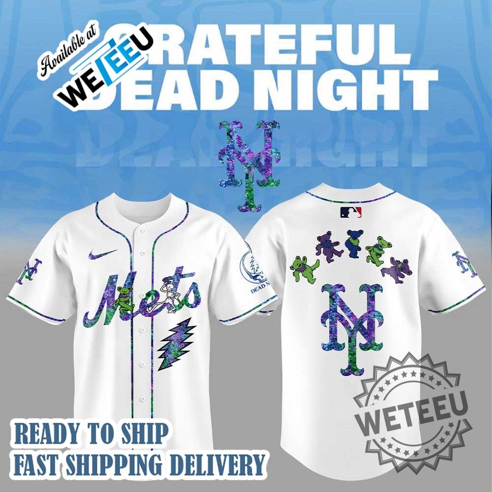 New York Mets Grateful Dead Edition Baseball Jersey 7 New York Mets Grateful Dead Edition Baseball Jersey