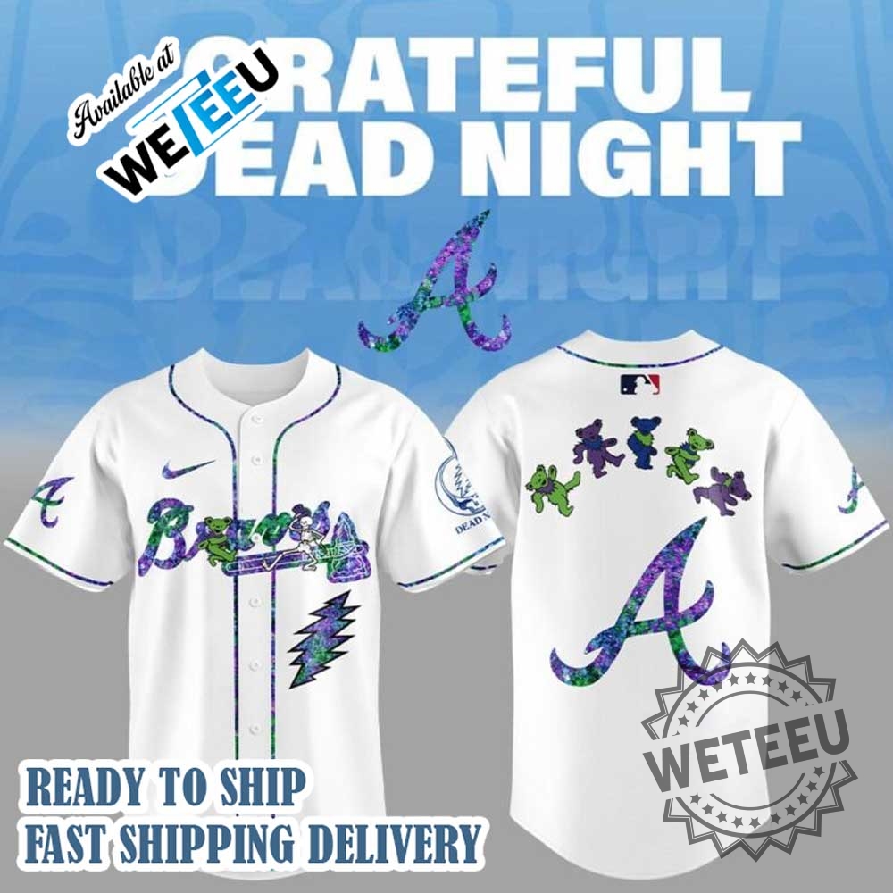 New Atlanta Braves Grateful Dead Edition Baseball Jersey 5 NEW Atlanta Braves Grateful Dead Edition Baseball Jersey