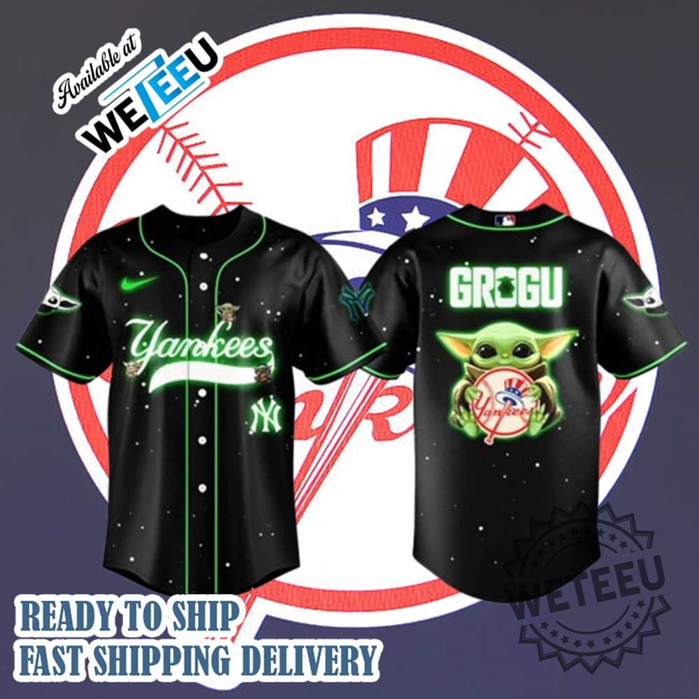New York Yankees X Star Wars Baby Yoda Grogu Night Baseball Jersey 3 New York Yankees x Star Wars Baby Yoda Grogu Night Baseball Jersey