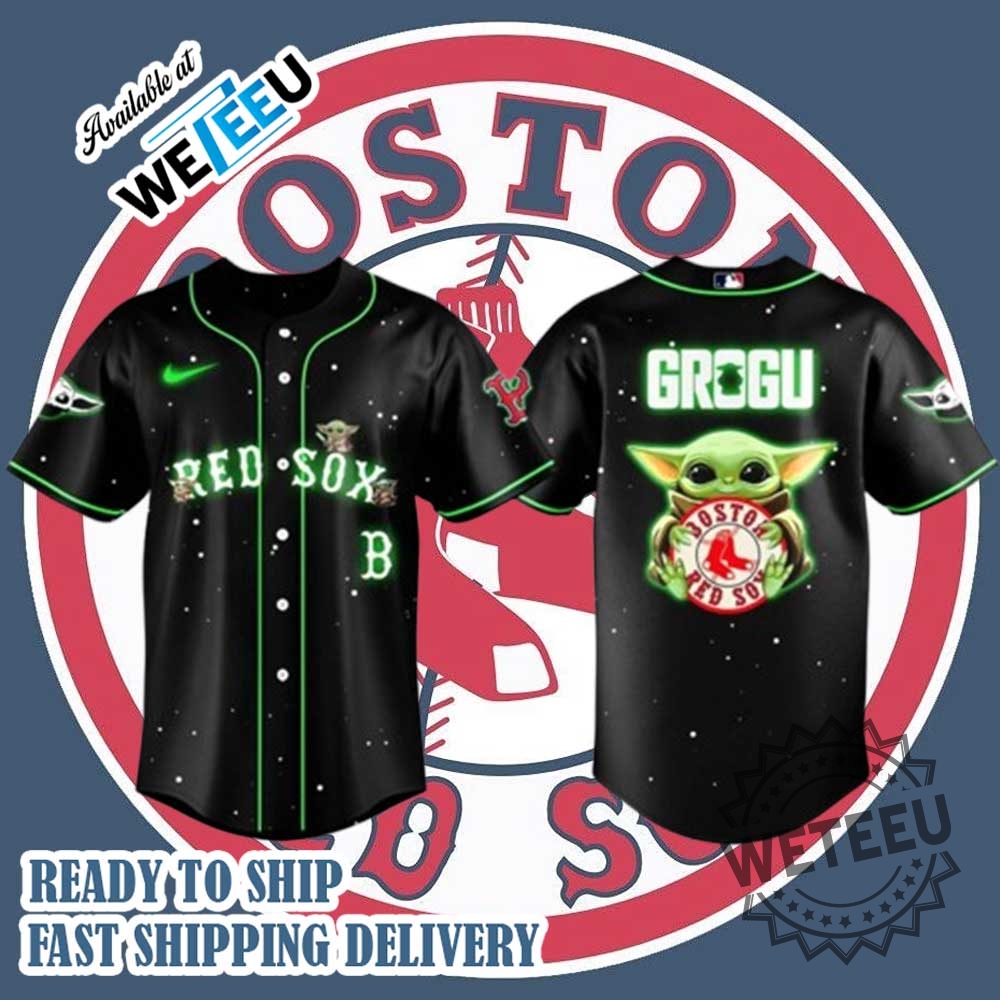 Boston Red Sox X Star Wars Baby Yoda Grogu Night Baseball Jersey 3 Boston Red Sox x Star Wars Baby Yoda Grogu Night Baseball Jersey