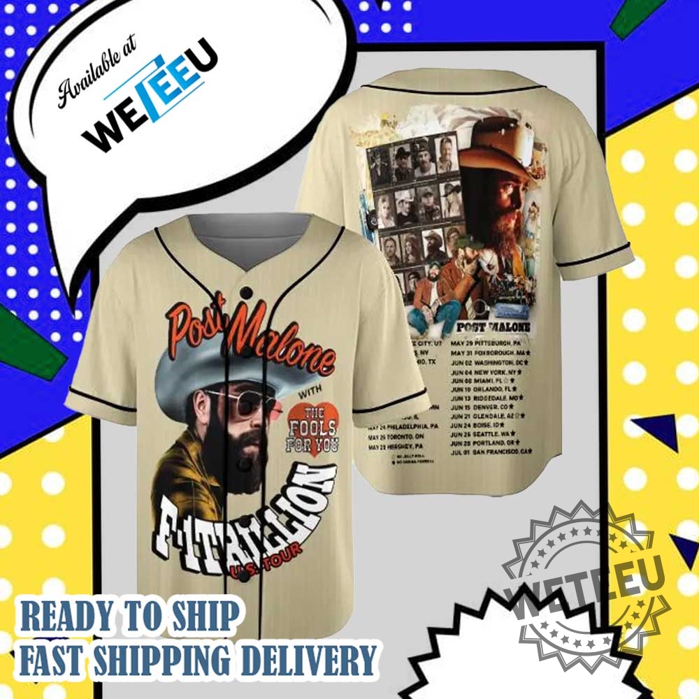 Post Malone F1 Trillion U.S. Tour 2024 Baseball Jersey The Fools For You Concert Shirt 5 Post Malone F-1 Trillion U.S. Tour 2024 Baseball Jersey – The Fools for You Concert Shirt