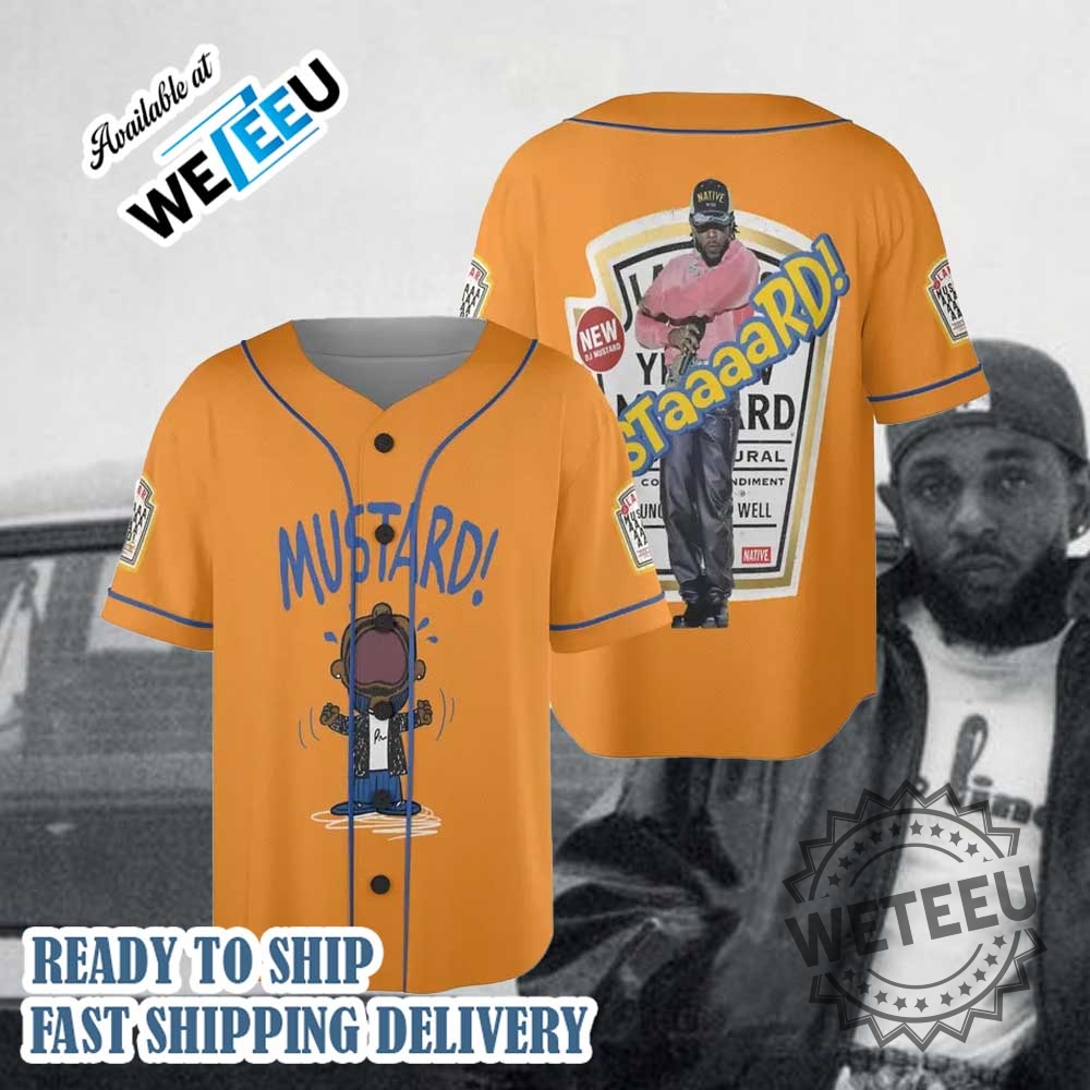 Mustard Cartoon Baseball Jersey Dj Mustard Themed Hip Hop Streetwear Shirt