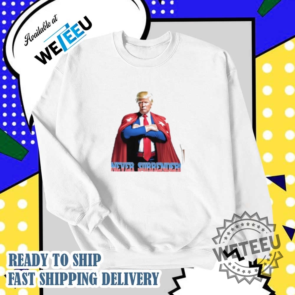 Trump Mugshot 2024 Never Surrender Tshirt Superman Style Unisex Tee 6 Trump Mugshot 2024 Never Surrender T-Shirt – Superman Style Unisex Tee