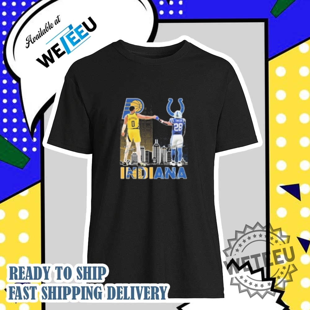 Haliburton X Taylor Indiana Duo Shirt  Pacers And Colts Signature Crossover Tee