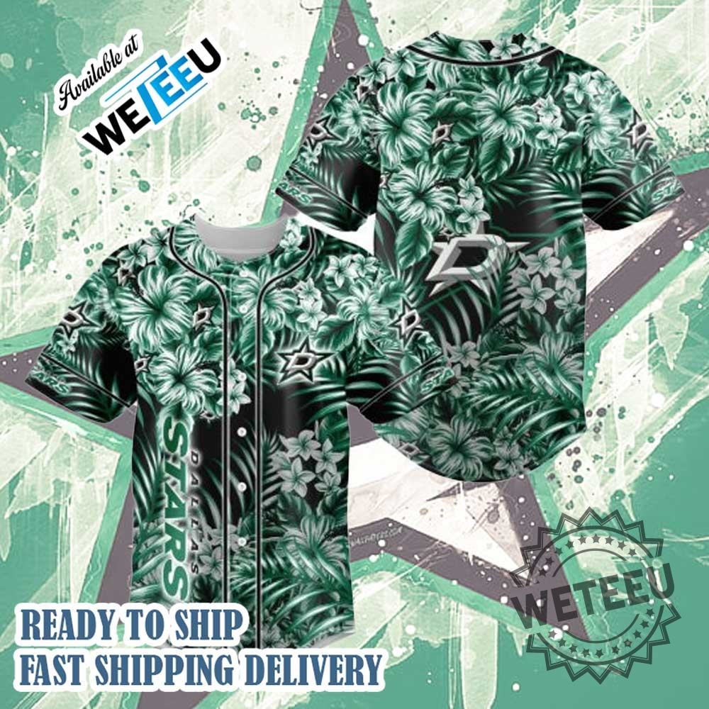 Nhl Dallas Stars Floral Baseball Jersey