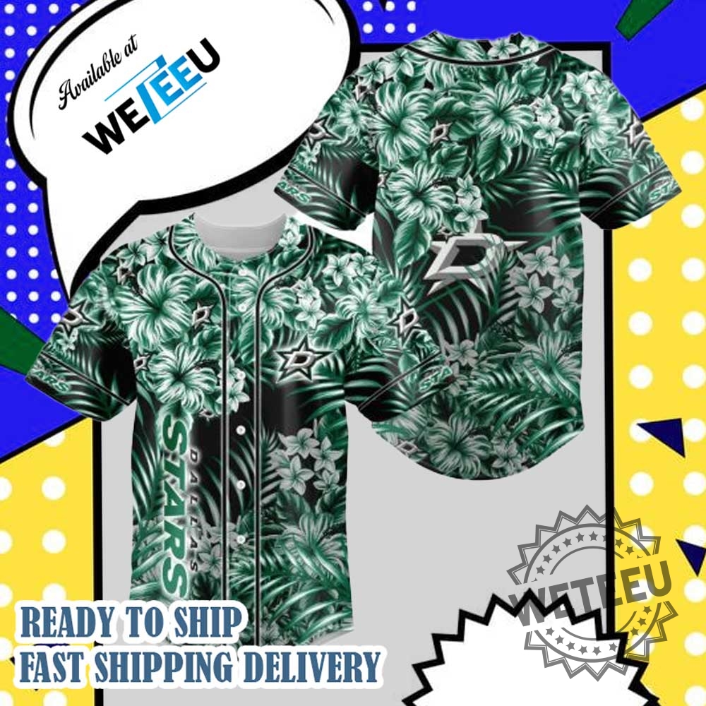 Nhl Dallas Stars Floral Baseball Jersey 3 NHL Dallas Stars Floral Baseball Jersey