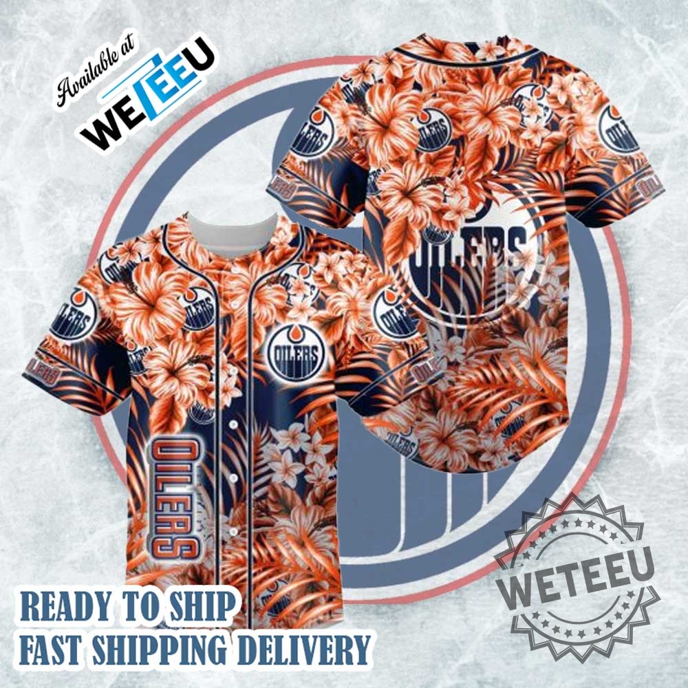 Nhl Edmonton Oilers Floral Baseball Jersey