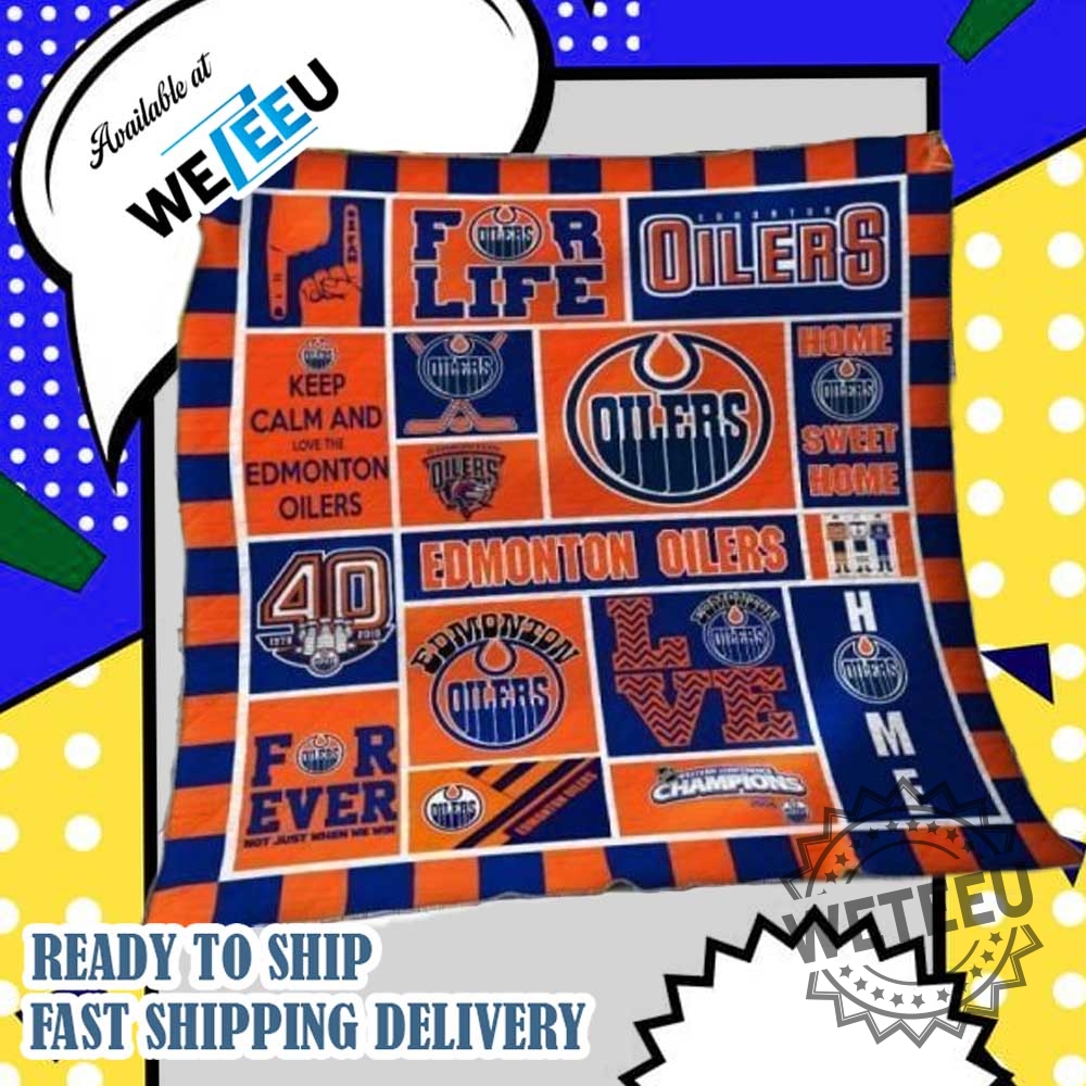 Edmonton Oilers Patchwork Fleece Blanket Nhl Fan Quilt Throw With Team Slogans And Logo 3 Edmonton Oilers Patchwork Fleece Blanket – NHL Fan Quilt Throw with Team Slogans and Logo