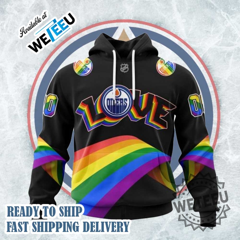 Nhl Edmonton Oilers Love Lgbt Pride Personalized Custom 3D Hoodie