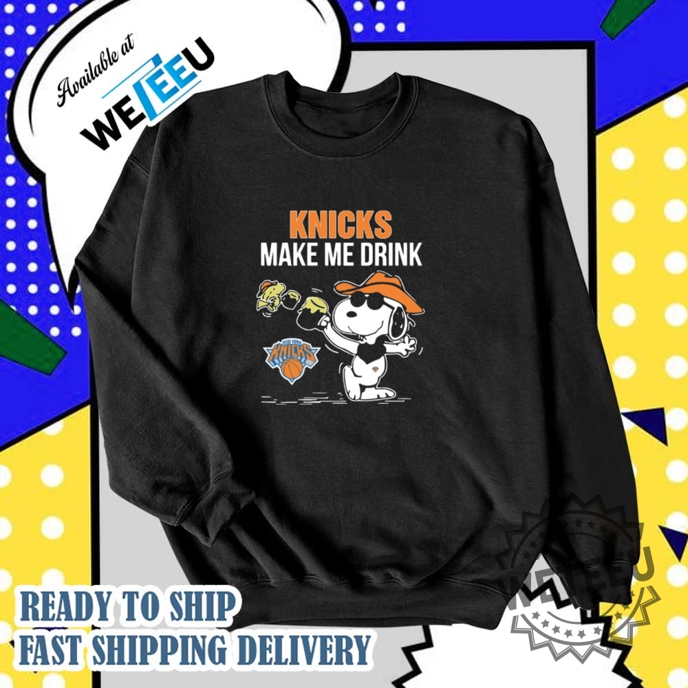 New York Knicks Snoopy And Woodstock Drinking Humor Basketball Shirt 6 New York Knicks Snoopy and Woodstock Drinking Humor Basketball Shirt