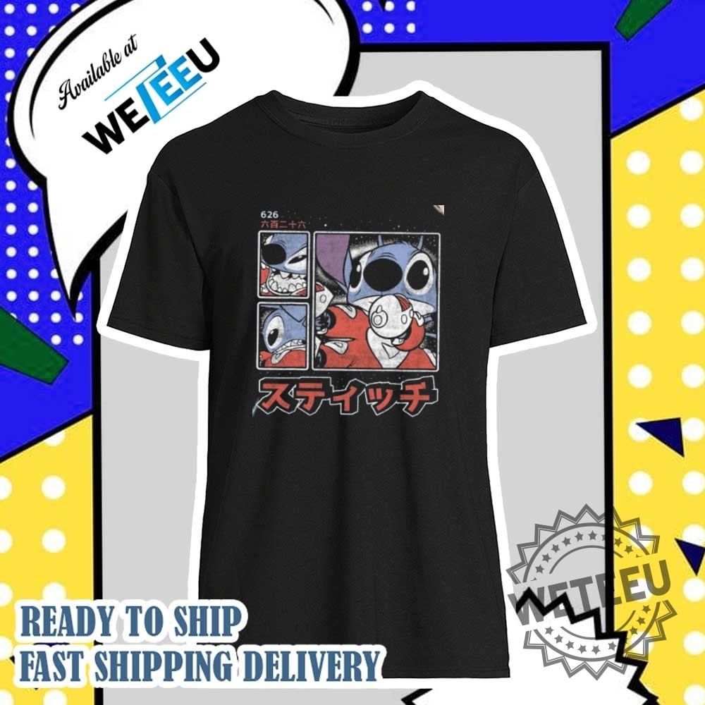 Retro 90S Lilo And Stitch Shirt Kanji Panels Stitch Day 626 Tshirt