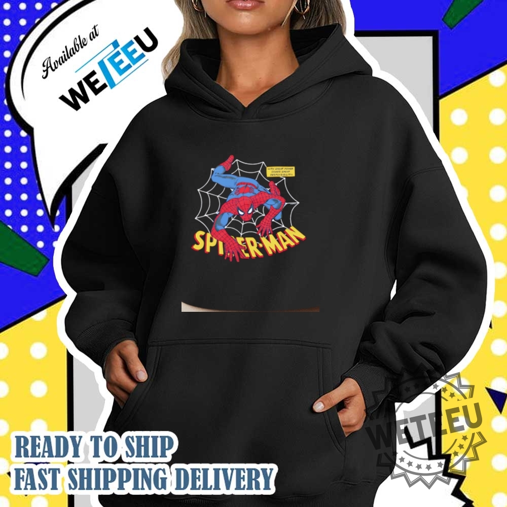Spiderman With Great Power Tshirt Classic Marvel Quote Graphic Tee 5 Spider-Man With Great Power T-Shirt – Classic Marvel Quote Graphic Tee