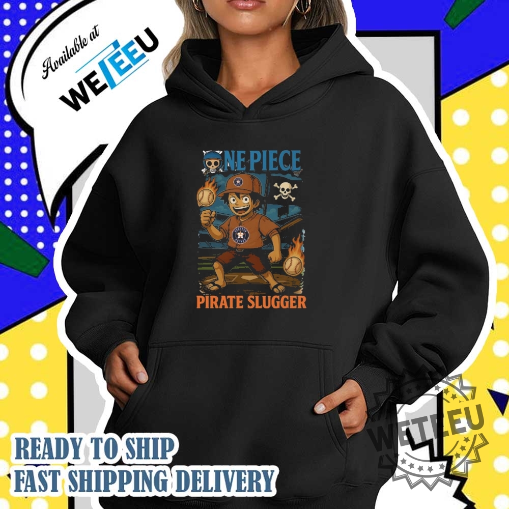Houston Astros X One Piece Luffy Tshirt Crossover Anime Baseball Tee 5 Houston Astros x One Piece Luffy T-Shirt – Crossover Anime Baseball Tee