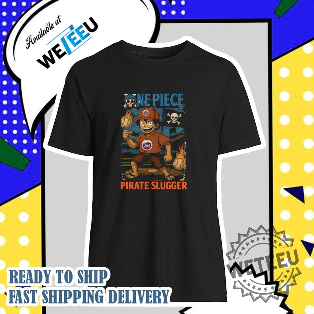 "Shop Iconic Retro TV and Comic Graphic Tees for Fans" 15 New York Mets X One Piece Luffy Tshirt Pirate Slugger Baseball Tee