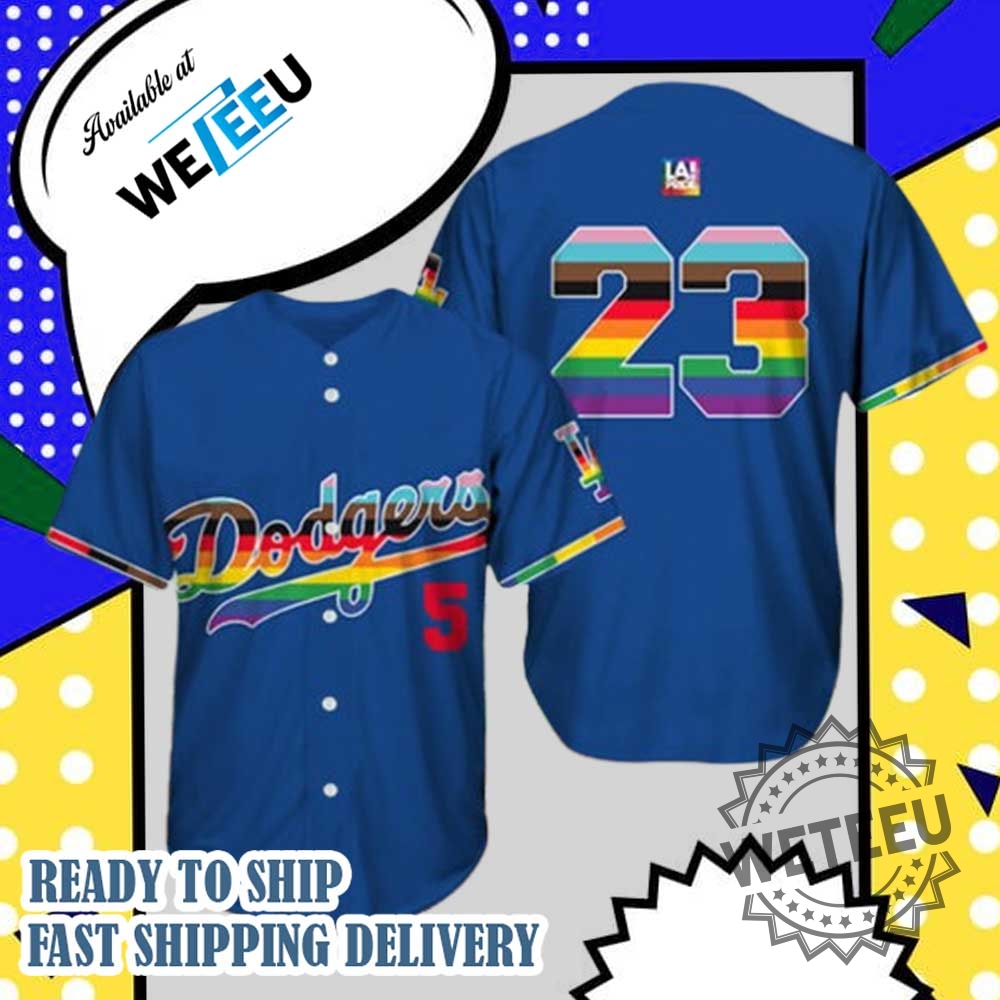 Los Angeles Dodgers Lgbtq Pride Blue Baseball Jersey Shirt 5 Los Angeles Dodgers LGBTQ+ Pride Blue Baseball Jersey Shirt