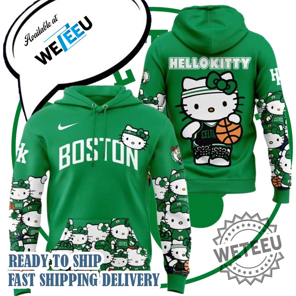 Boston Celtics X Hello Kitty Green Hoodie  2025 Limited Edition Nba Collaboration