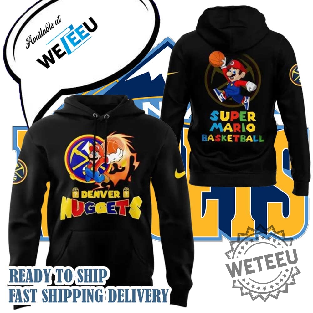 Denver Nuggets X Super Mario Black Hoodie  2025 Limited Edition Nba Collab