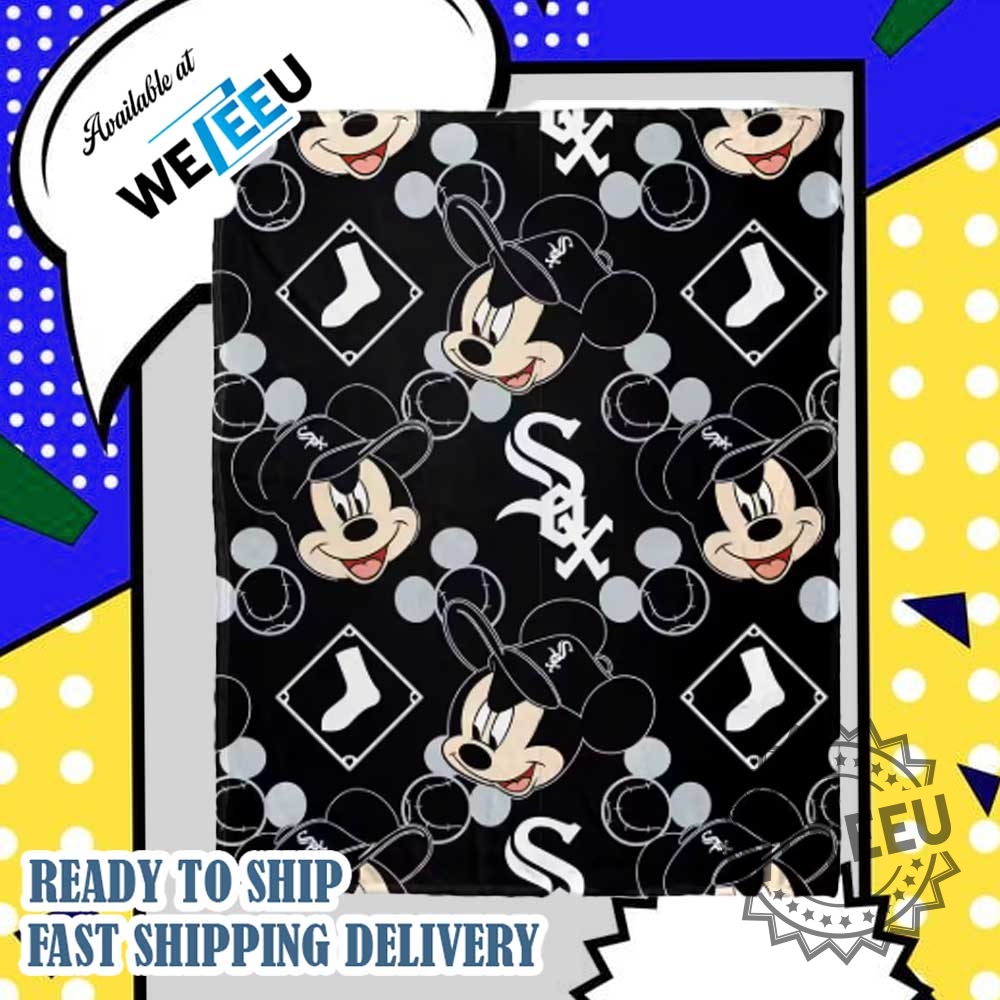 Mickey Mouse X Whie Sox Fleece Blanket Soft Disney Mlb Throw 3 Mickey Mouse x Whie Sox Fleece Blanket – Soft Disney MLB Throw