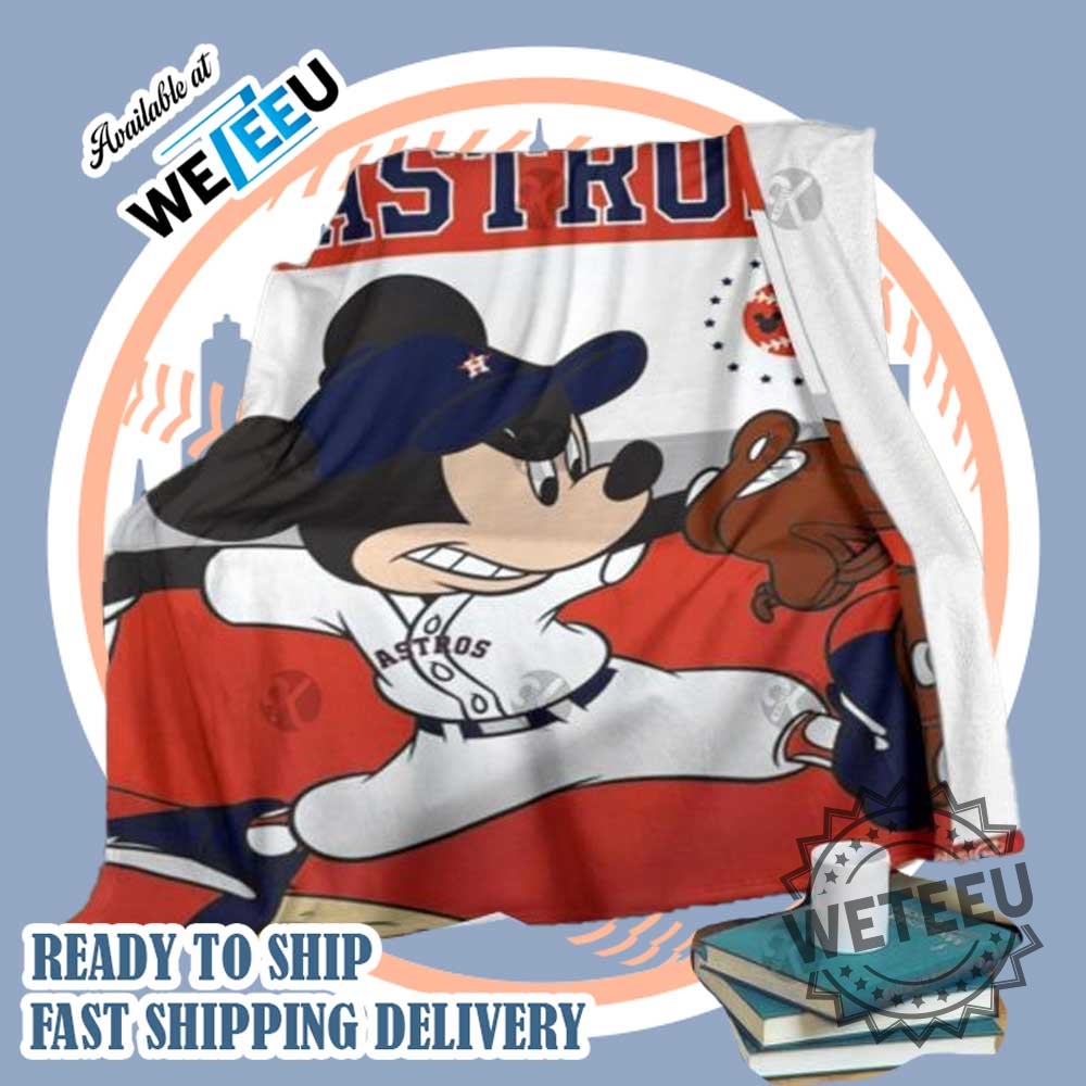 Mickey Mouse X Houston Astros Fleece Blanket Soft Disney Mlb Throw