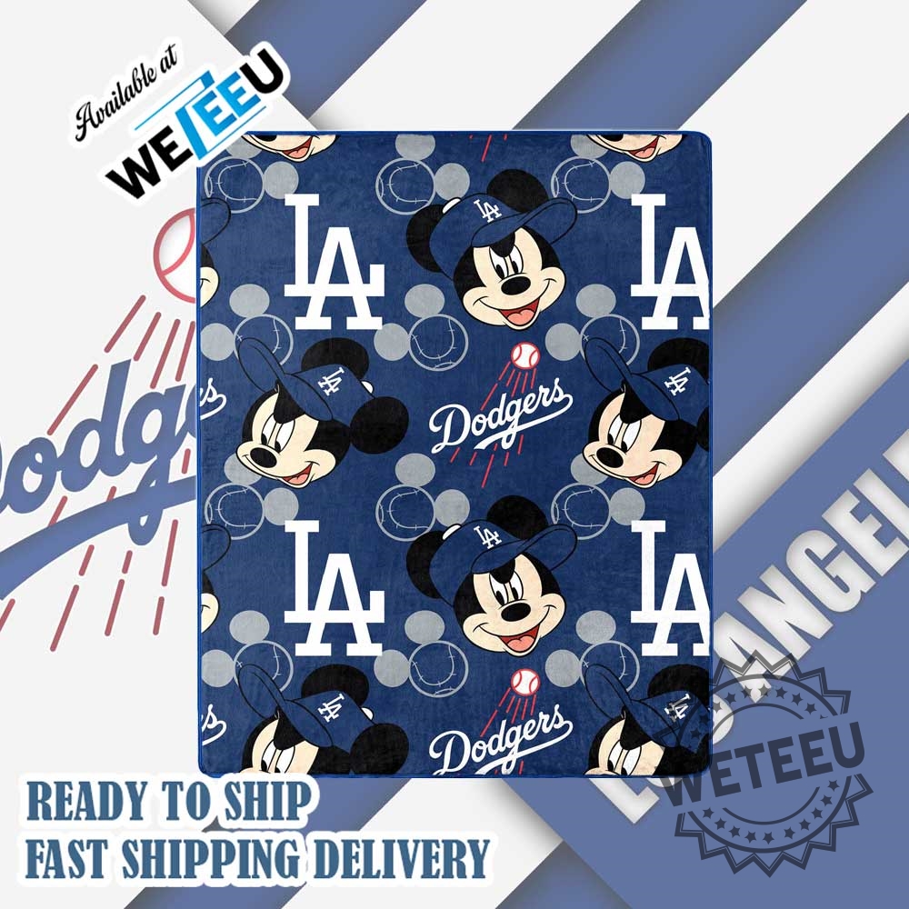 Mickey Mouse X La Dodgers Fleece Blanket Soft Disney Mlb Throw