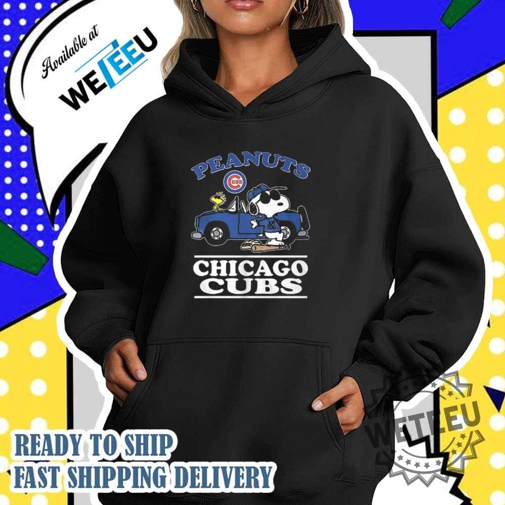 Chicago Cubs Peanuts Snoopy Driving Car Shirt 4 Chicago Cubs Peanuts Snoopy driving car shirt