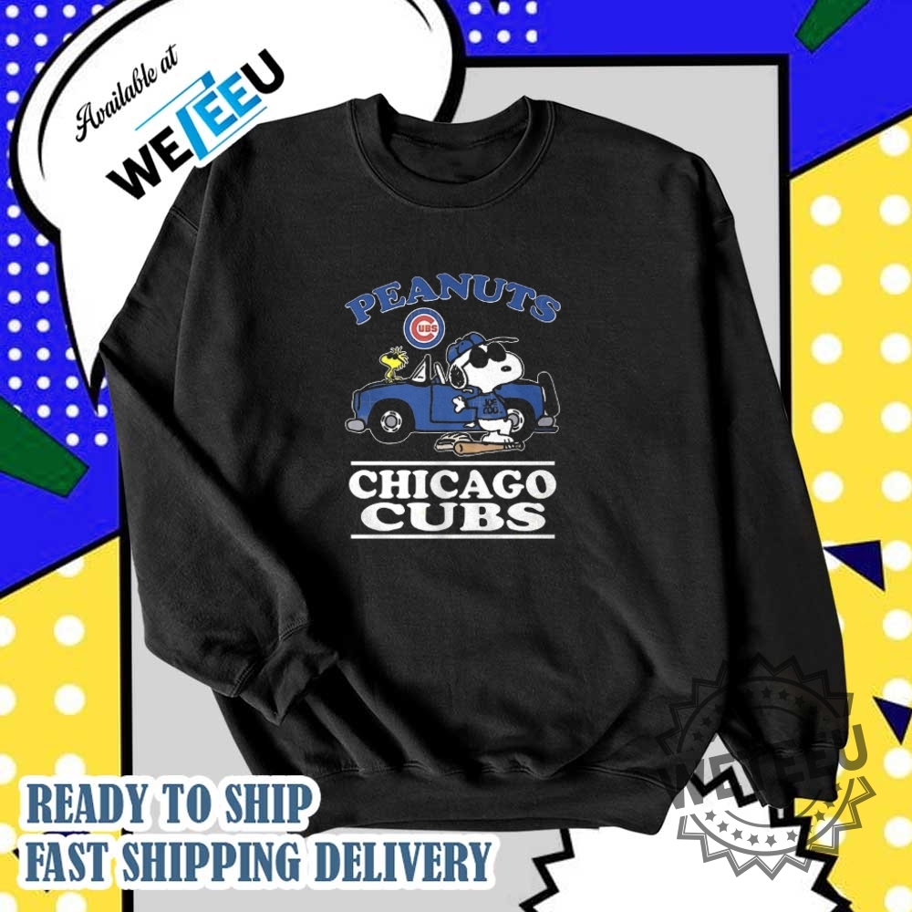 Chicago Cubs Peanuts Snoopy Driving Car Shirt 5 Chicago Cubs Peanuts Snoopy driving car shirt